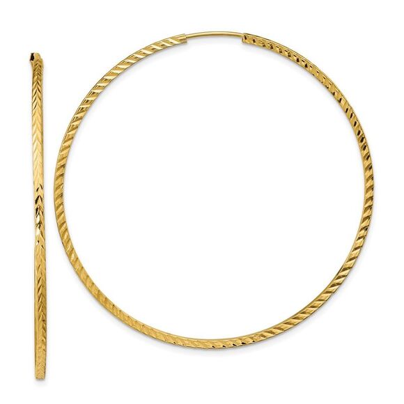 10K Yellow Gold Diamond-cut Square Tube Endless Hoop Earrings,All Products : American Fashion Style Bags On Sale